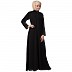 Front open zipper abaya with pintucks- Black Front open zipper abaya with pintucks- Black